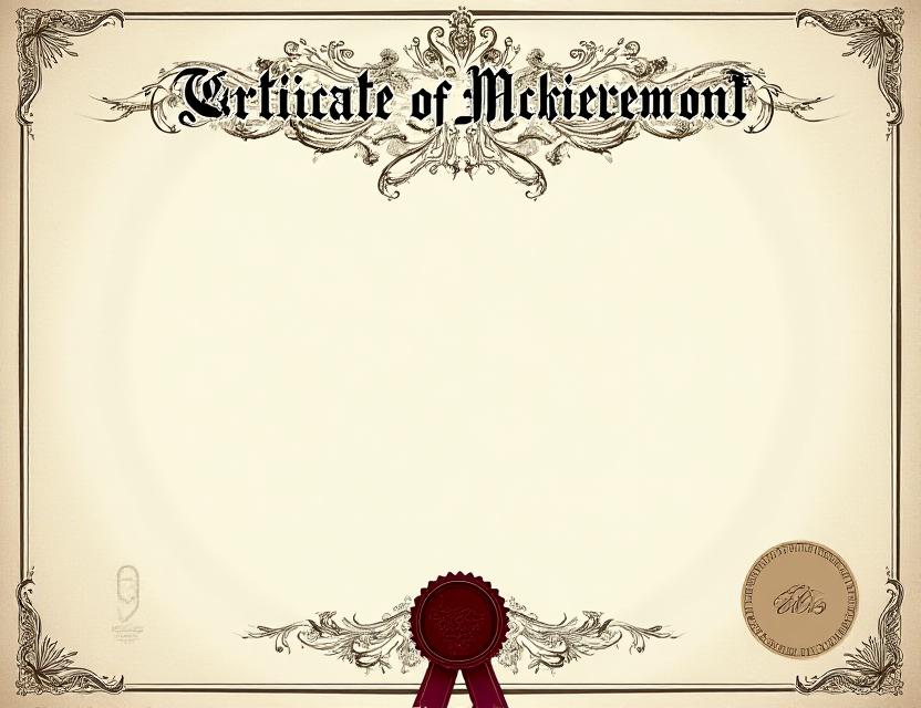 A formal certificate with intricate calligraphic details and borders.